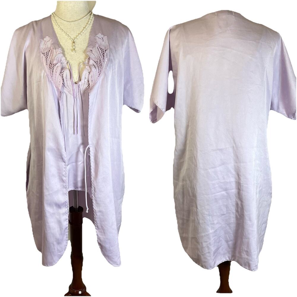 VTG Cinema Etiole Babydoll Bridal Peignoir Nighty Robe Sexy Lavender Sz M